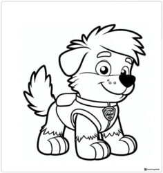 Rex Coloring Page Smiling with PAW Emblem