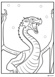 Roaring dragon head with open mouth coloring page