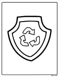 Rocky Badge Coloring Page with Recycling Symbol Emblem