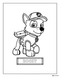 Rocky Coloring Page with Backpack and Name Tag