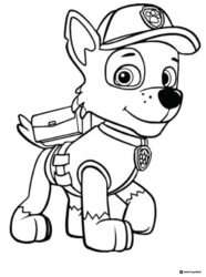 Rocky Coloring Page with Backpack and Recycling Badge