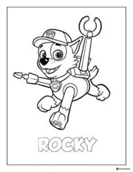 Rocky Coloring Page with Tools and His Name