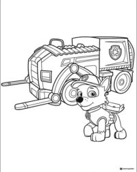 Rocky Driving Recycling Truck Coloring Page