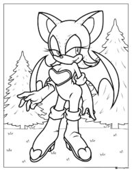 Rouge the Bat Coloring Page in Forest Clearing