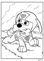 Rubble Coloring Page Holding a Bone and Wearing Hard Hat