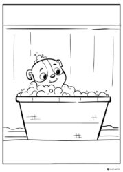 Rubble Coloring Page Taking a Bubble Bath