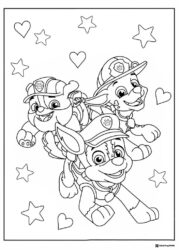 Rubble Marshall and Chase Flying Coloring Page