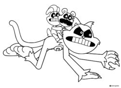 Running CatNap Coloring Page with two characters on back 1