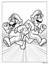 Running Mario and Luigi Coloring Sheet