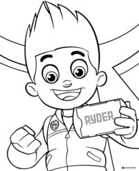 Ryder Coloring Page Holding Up His Pup Pad