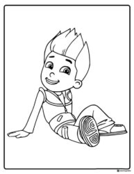 Ryder Coloring Page Sitting and Smiling in Casual Outfit