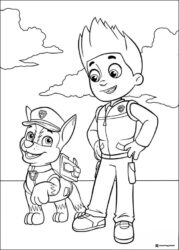 Ryder and Chase Coloring Page Outdoor Scene
