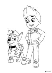 Ryder and Chase Coloring Page Standing Together