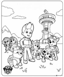 Ryder and PAW Patrol Pups Coloring Page at Lookout Tower