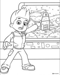 Ryder in Construction Scene Coloring Page