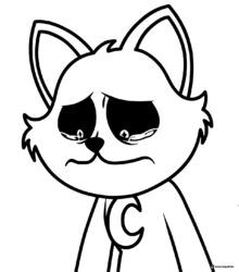 Sad CatNap Coloring Page with tears 1