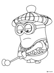 Sad Minion playing golf coloring page