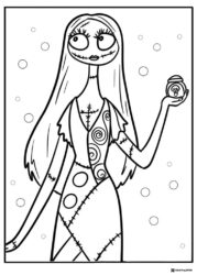 Sally Holding Poison Jar Coloring Page