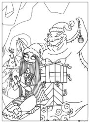 Sally and Oogie Boogie Christmas Coloring Page