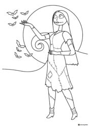 Sally with Bats Coloring Sheet