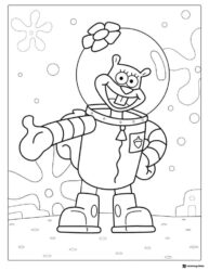 Sandy Cheeks Coloring Page with arm outstretched