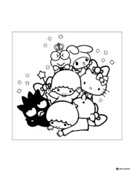 Sanrio Character Pile Up Coloring Page