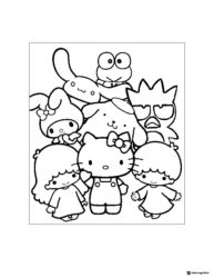 Sanrio Characters Group Coloring Page