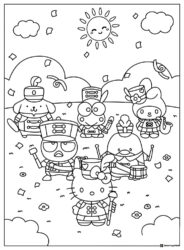 Sanrio Characters Marching Band Coloring Page
