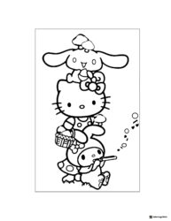Sanrio Characters Stacked Coloring Page