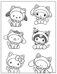 Sanrio Characters in Costumes Coloring Sheet 1