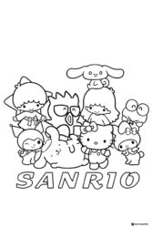 Sanrio Friends with Logo Coloring Sheet 1