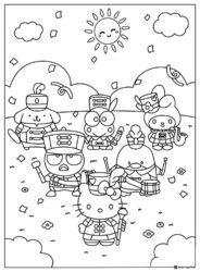 Sanrio Marching Band Coloring Page