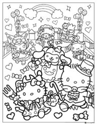 Sanrio characters Halloween party coloring page