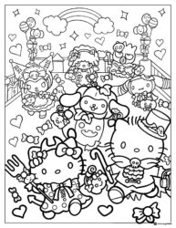 Sanrio characters in Halloween costumes coloring page