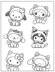 Sanrio characters in animal suits coloring page