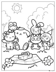 Sanrio friends having a picnic coloring page 1