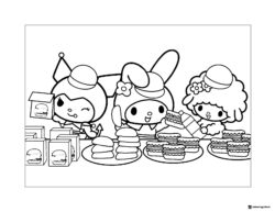 Sanrio friends with burgers and desserts 1