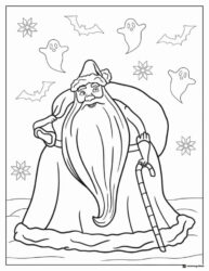 Santa Claus Coloring Page with Ghosts
