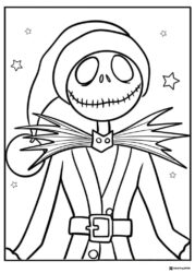 Santa Jack Skellington close up Coloring Page