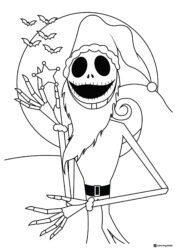Santa Jack Skellington with Wand Coloring Page