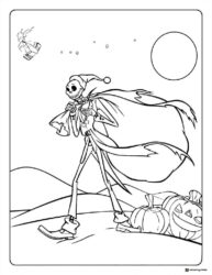 Santa Jack with bag moon and pumpkins coloring