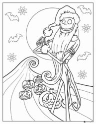 Santa Jack with pumpkins and snowflakes Coloring
