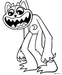 Scary CatNap Coloring Page with sharp teeth 1