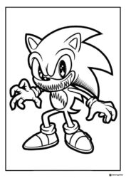Scary Sonic with Sharp Teeth Coloring Sheet