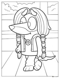 Schoolgirl Dog Character Coloring Page with Braided Hair