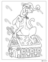 Scooby Doo Christmas Coloring Page on gingerbread house