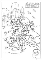 Scooby Doo Mystery Incorporated gang fleeing mansion