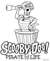 Scooby Doo Pirate Life Coloring Page with spyglass