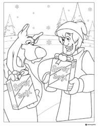 Scooby Doo and Shaggy with Scooby Snax in snow