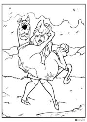 Scooby Doo carrying Daphne coloring sheet